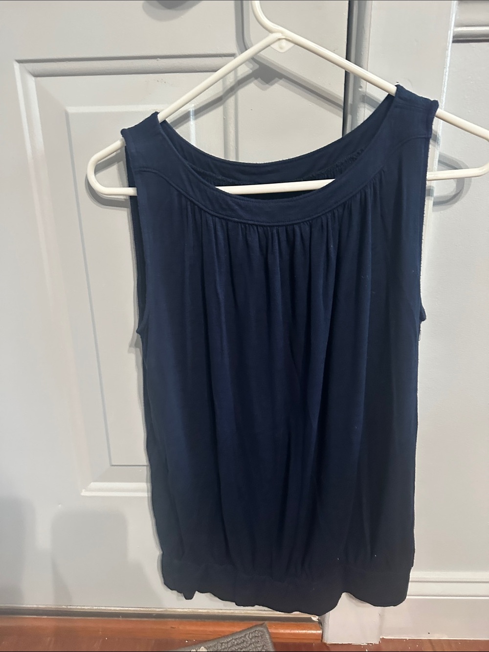 LOFT Navy Gathered Sleeveless Tank